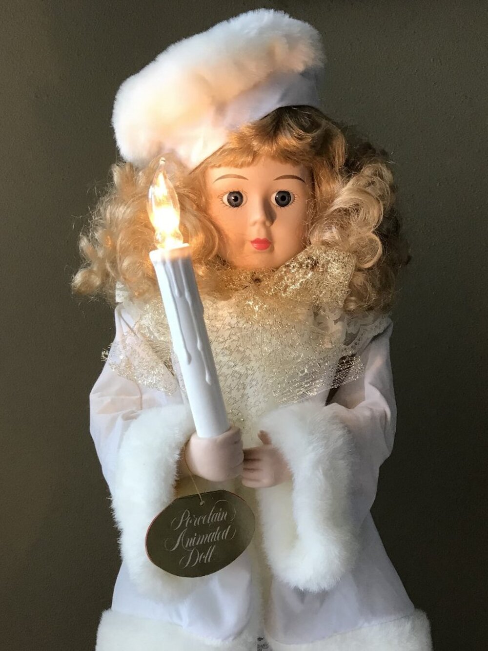Vintage Santa’s Best 1992 Porcelain Animated Doll CHRISTINE 24” w/ Box – Works